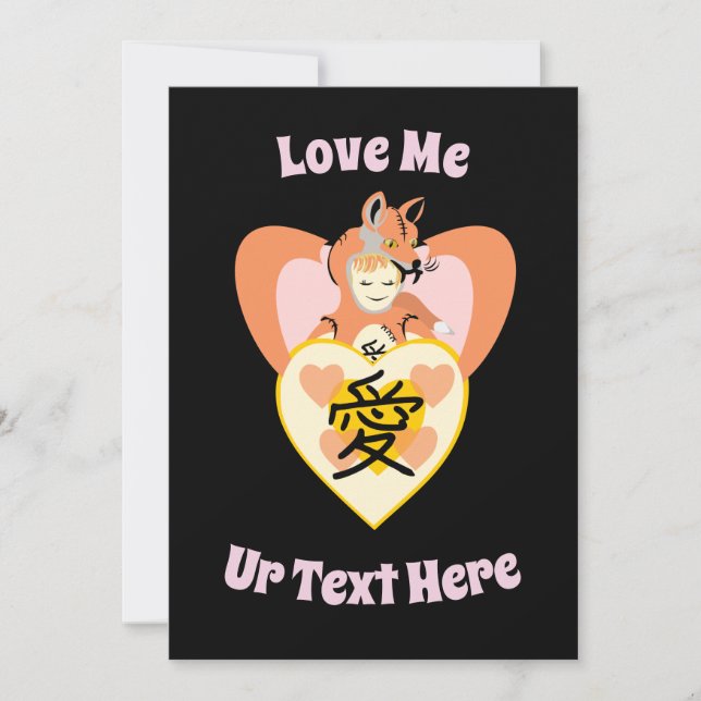 Kawaii Foxy Cosplay Love Heart Holiday Card (Front)