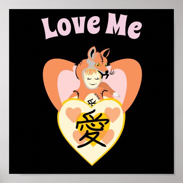 Kawaii Foxy Cosplay Love Heart Poster (Front)