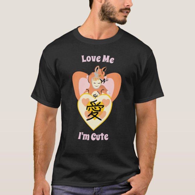 Kawaii Foxy Cosplay Love Heart T-Shirt (Front)