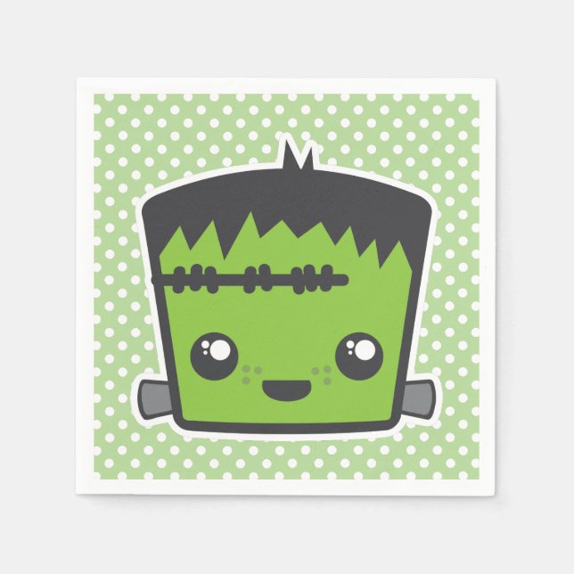 Kawaii Frankenstein Monster Halloween Napkins (Front)