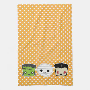 Kawaii Frankenstein Mummy Dracula Kitchen Towel