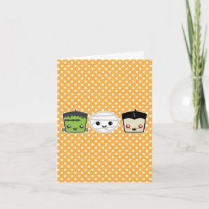 Kawaii Frankenstein Mummy Dracula Note Card