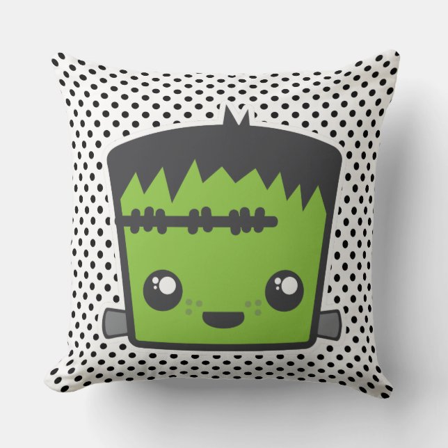 Kawaii Frankenstein Throw Pillow (Front)