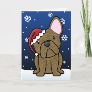 Kawaii French Bulldog Christmas Card (Brindle)