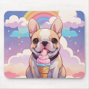Kawaii French Bulldog Ice cream Rainbow Mouse Mat