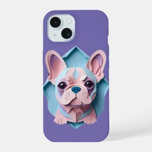 Kawaii French Bulldog Pastel Paper Cutting Art iPhone 15 Case