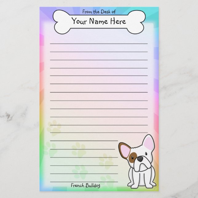 Kawaii French Bulldog Stationery (Front)