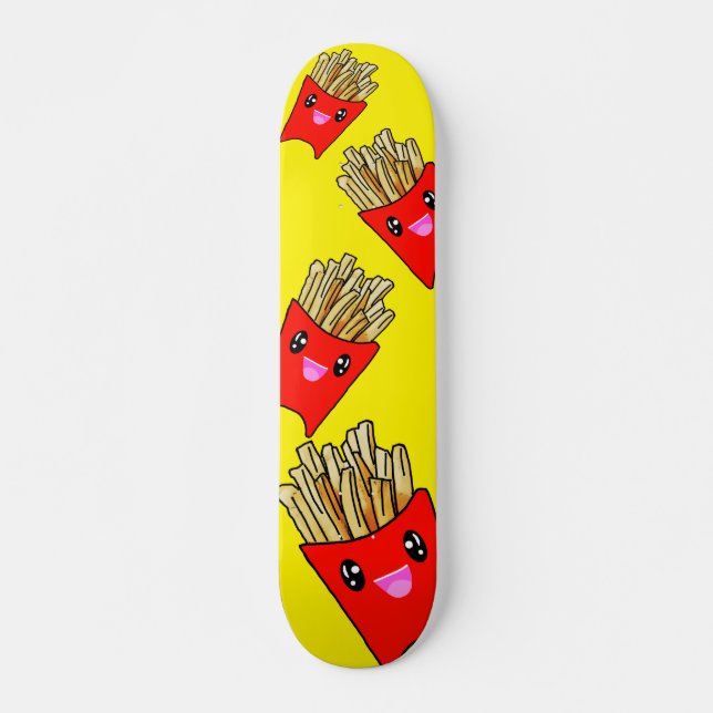 Kawaii French Fries Fast Food Colourful Skateboard (Front)
