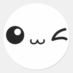 KAWAII FRIEND CUTE WINKY CLASSIC ROUND STICKER