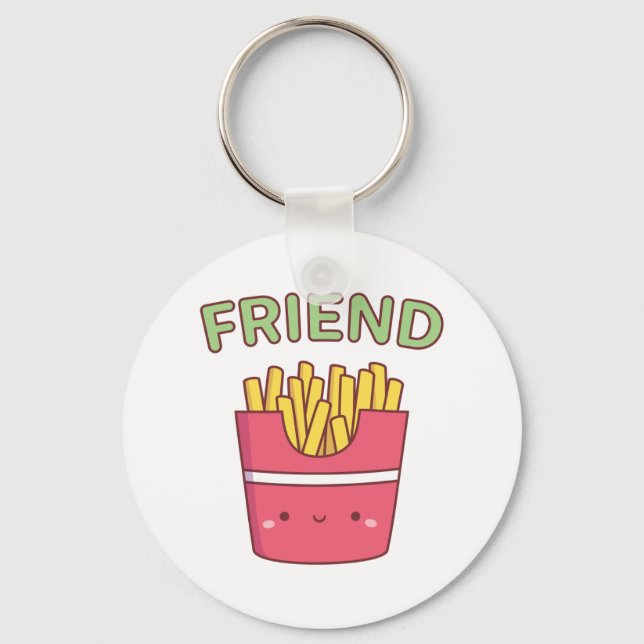 Kawaii Friend Fries Doodle Matching Best Friend Key Ring (Front)