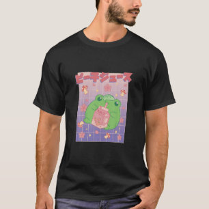 Kawaii Frog Drinking Peach Juice T-Shirt