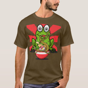 Kawaii Frog Eating In Ramen Bowl Cute Cartoon Anim T-Shirt