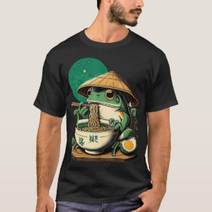 Kawaii Frog Eating Ramen Noodles Funny Anime Boys  T-Shirt