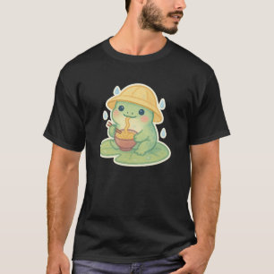 Kawaii Frog Eating Ramen on Lily Pad – Cute Rainy T-Shirt