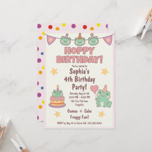 Kawaii Frog, Hoppy Birthday Party  Invitation