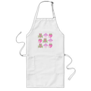 Kawaii Frog, Mushroom, and Strawberry Long Apron