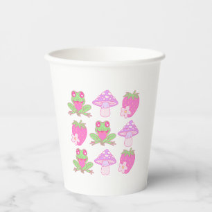 Kawaii Frog, Mushroom, and Strawberry Paper Cups