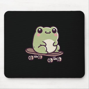 Kawaii Frog On A Skateboard Funny Skateboarding Mouse Mat