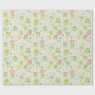 Kawaii Frog Rainy Day Pattern Wrapping Paper