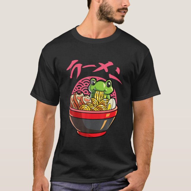 Kawaii Frog Ramen Japanese Noodle Anime Frog T-Shirt (Front)