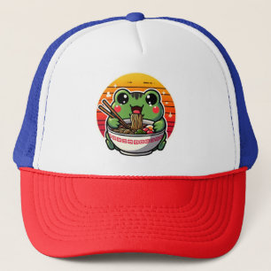 Kawaii Frog Slurping Ramen Noodles Colourful Anime Trucker Hat