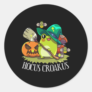 Kawaii Frog Witch Hat Cottagecore Aesthetic Hocus  Classic Round Sticker