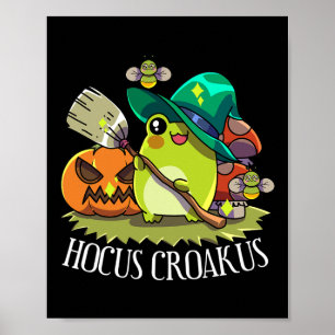 Kawaii Frog Witch Hat Cottagecore Aesthetic Hocus Poster