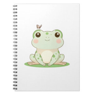 Kawaii Frog with Butterfly Cute Nature Design Notebook