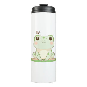 Kawaii Frog with Butterfly Cute Nature Design Thermal Tumbler
