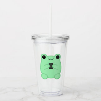 Kawaii Frog With Kiwi Smartphone Acrylic Tumbler