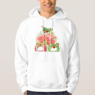 Kawaii Frogs and Fresh Watermelon - Summer Aesthet Hoodie