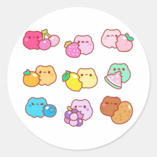 Kawaii fruit cats classic round sticker