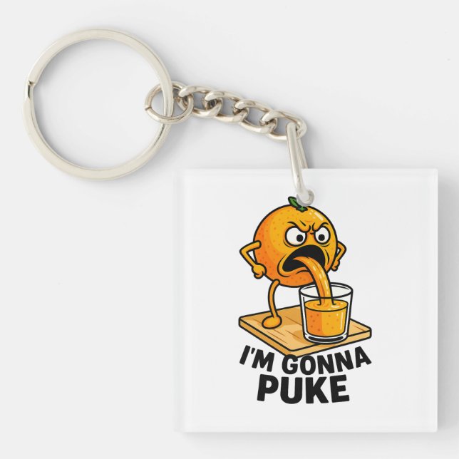 Kawaii Fruit Funny Orange Juice Key Ring (Front)