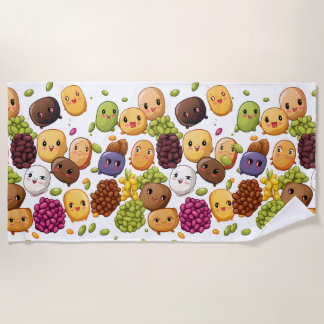 Kawaii Fruit Splash Beach Towel