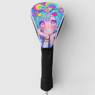 Kawaii Fun Rainbow Anime Girl Golf Head Cover