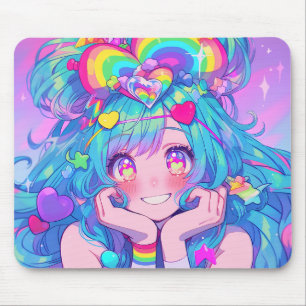 Kawaii Fun Rainbow Anime Girl Mouse Mat