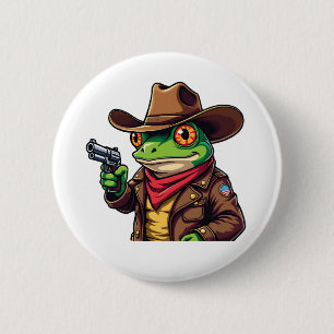 Kawaii Funny Cowboy Western Frog Lovers 6 Cm Round Badge