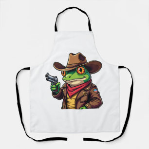 Kawaii Funny Cowboy Western Frog Lovers Apron