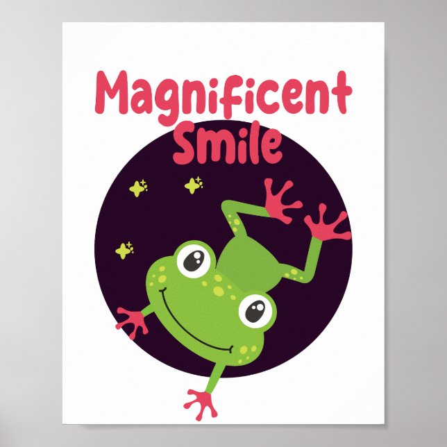 Kawaii funny cute happy frog smiling  poster (Front)