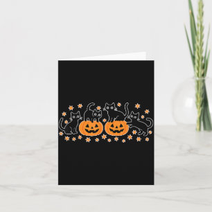 Kawaii Funny Halloween Black Cats Pumpkins Cute Card
