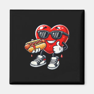 Kawaii Funny Heart Eating Hot Dog Valentine's Febr Magnet