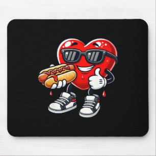 Kawaii Funny Heart Eating Hot Dog Valentine's Febr Mouse Mat
