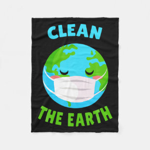 Kawaii Funny Mask Environmentalist Clean The Earth Fleece Blanket