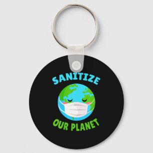 Kawaii Funny Mask Pro Environment Sanitize Earth D Key Ring