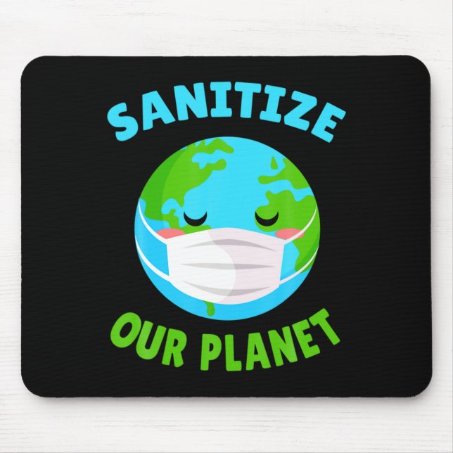 Kawaii Funny Mask Pro Environment Sanitize Earth D Mouse Mat (Front)