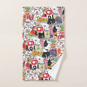 kawaii funny pet design - cute animal lover hand towel