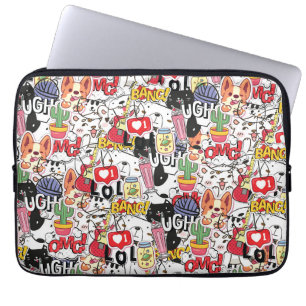 kawaii funny pet design - cute animal lover  laptop sleeve