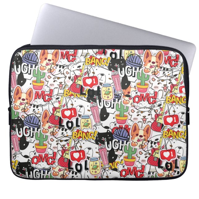 kawaii funny pet design - cute animal lover  laptop sleeve (Front)