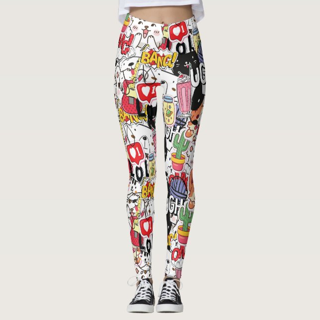 kawaii funny pet design - cute animal lover  leggings (Front)