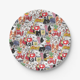 kawaii funny pet design - cute animal lover paper plate